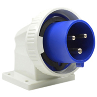 Pin and Sleeve Inlet Devices 888-72326-NS IEC 60309 Surface Mount Inlet Down Angled Type, IP67 Rated, 30A 250V, 32A 220-250V, 6H, IEC 309 International Pin and Sleeve Devices  